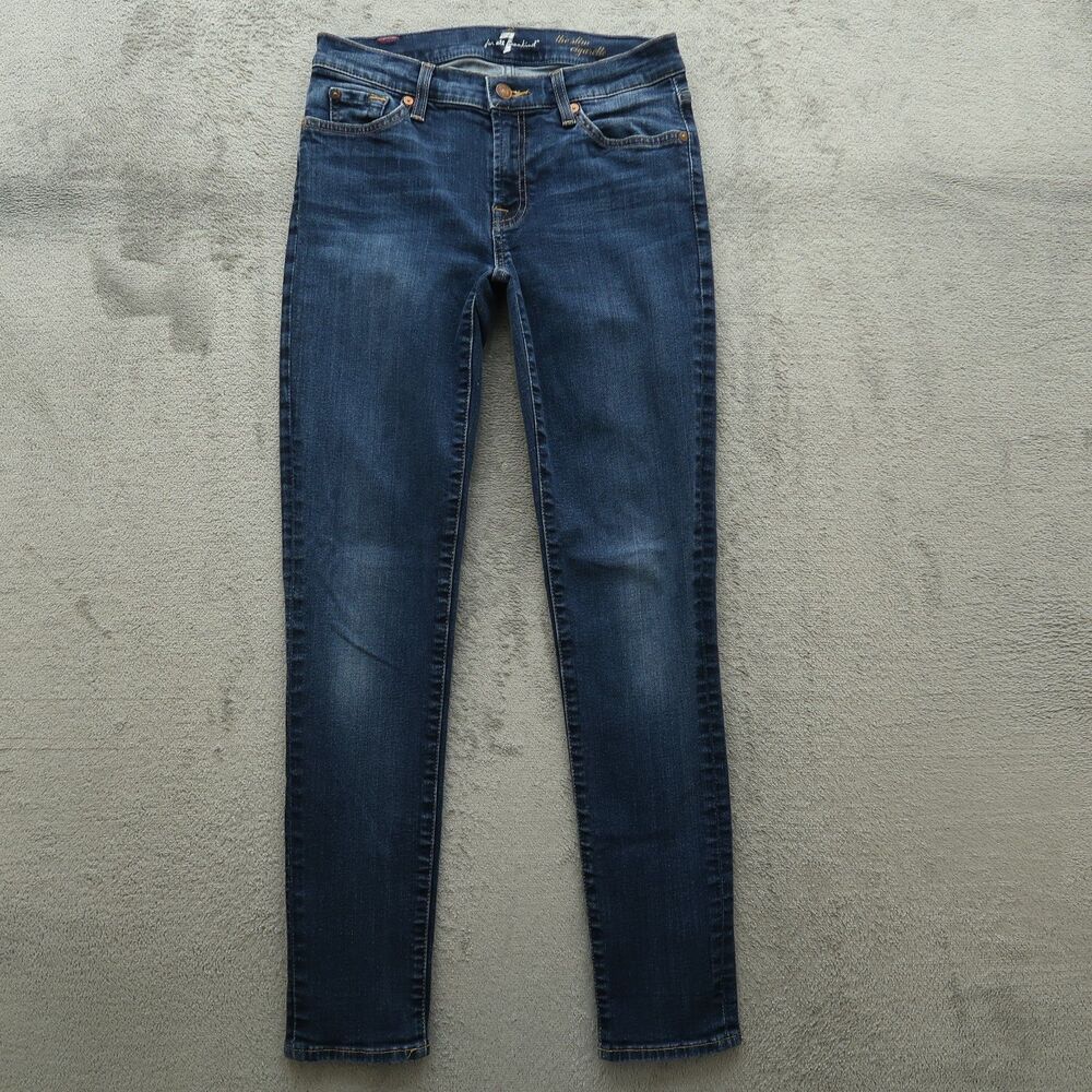 7 For All Mankind Jeans Womens Size 28 Low-Rise Slim Cigarette Skinny 29" Inseam